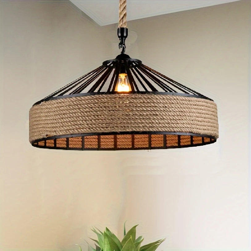 Rattan bohemian lamp fixture