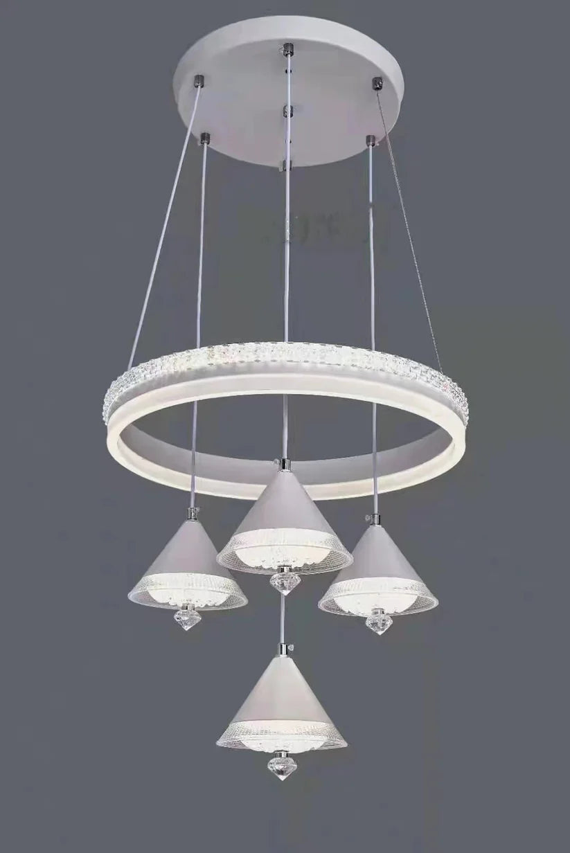 Modern 4 glove white hanging LED light